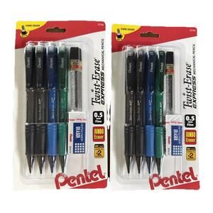 Pentel Twist-Erase Express Mechanical Pencil .5mm 8 Pack Lead Block Eraser